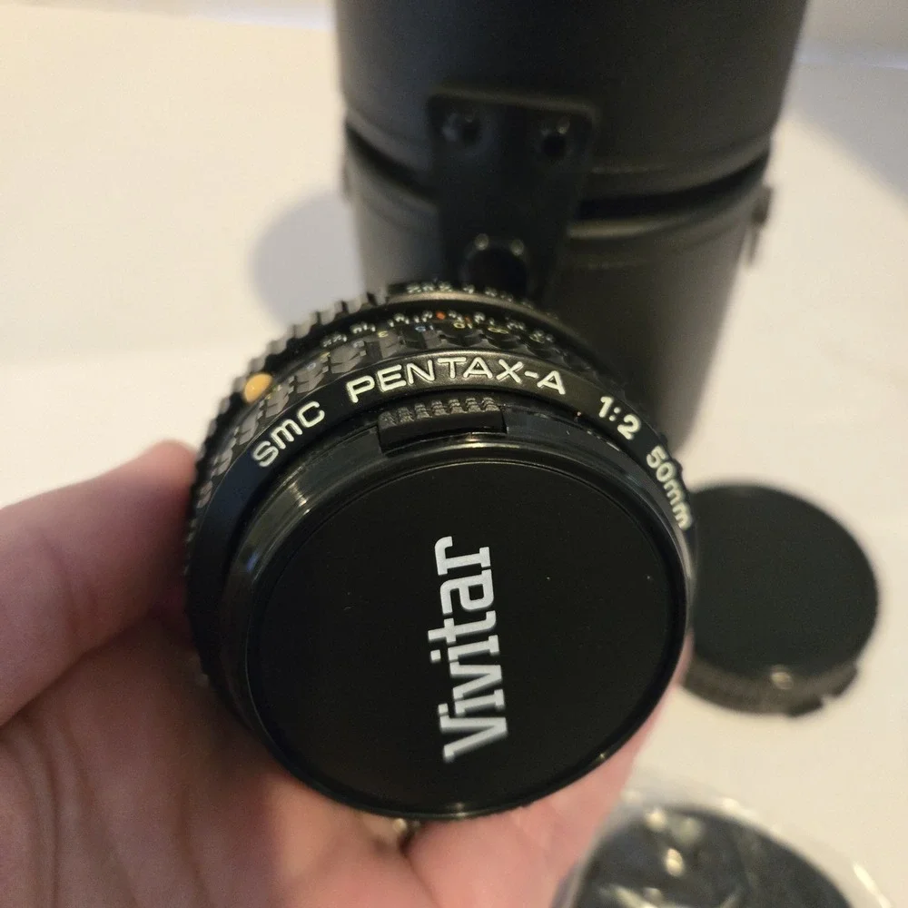 SMC Pentax-a 1:2 50mm 5962040 Manual‎ Focus Camera Lens W Case & Extra Caps